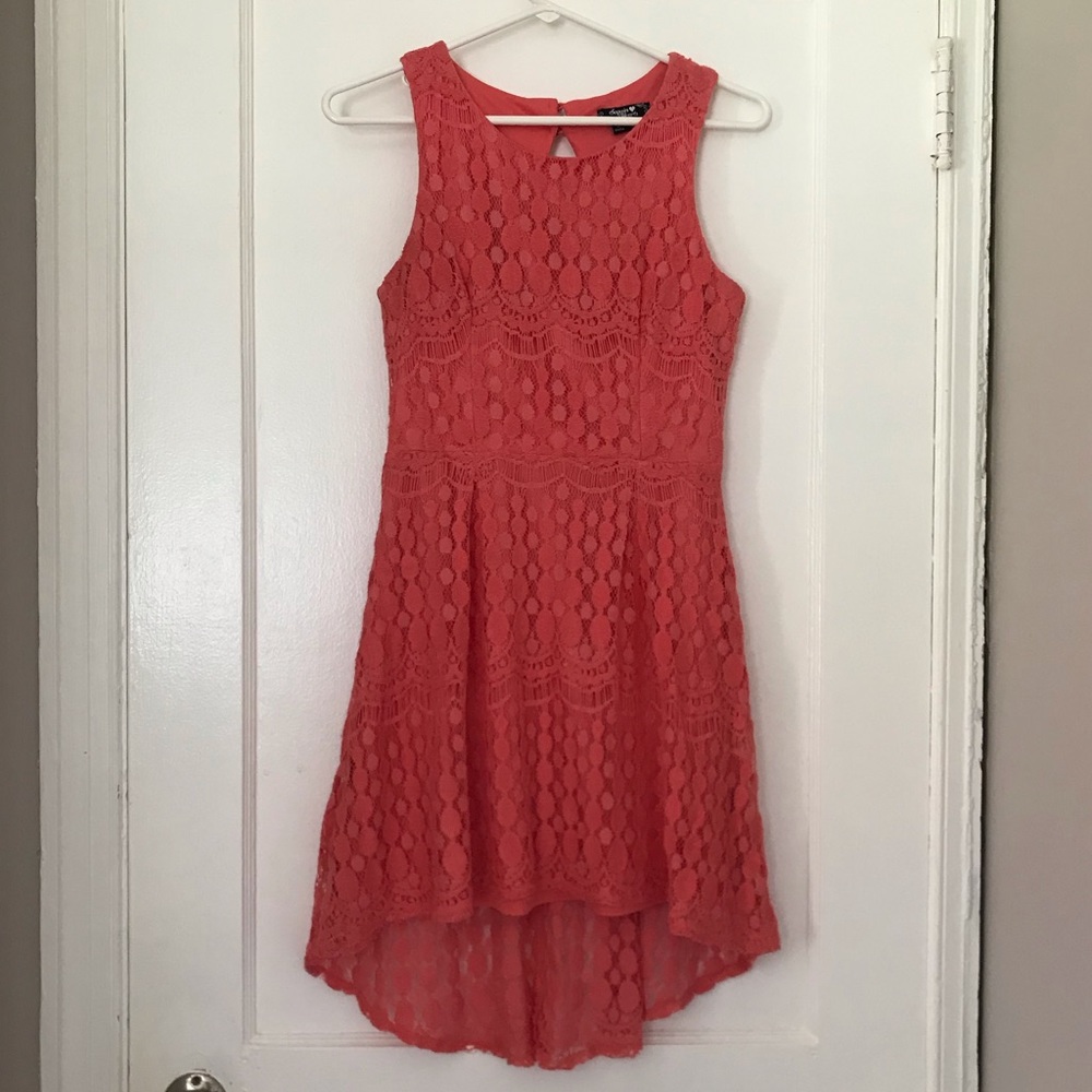 Coral lace dress